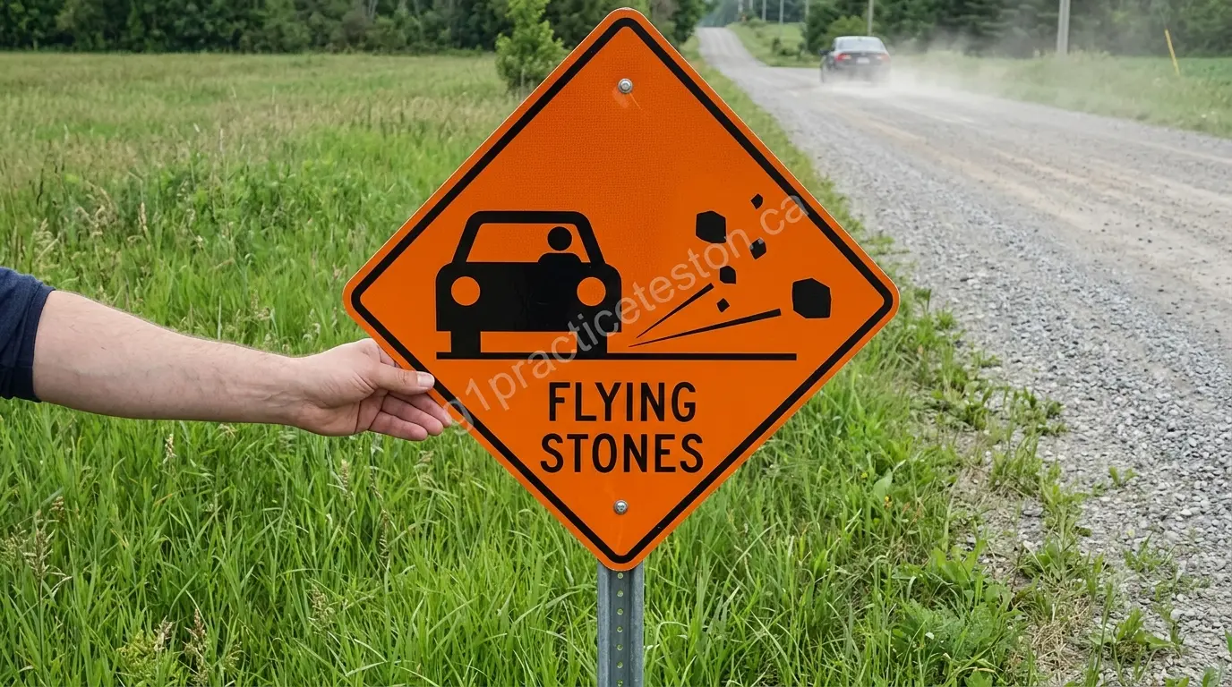 G1 Practice Test: Road Signs Edition (2026 Update) 12 orange diamond shaped sign g1practiceteston.ca